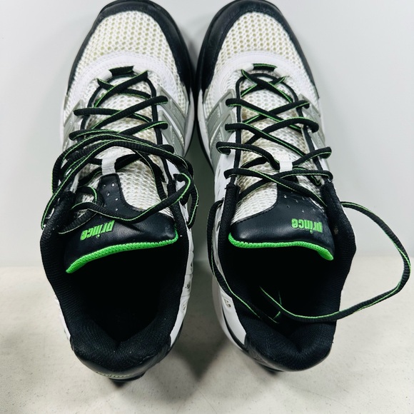 Prince Black, White, and Green Tennis Shoes 13 - Picture 5 of 7